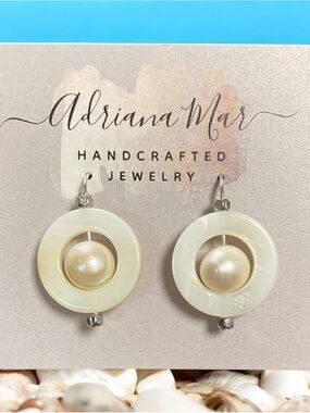Ivory Pearl Hoop Drop Earrings